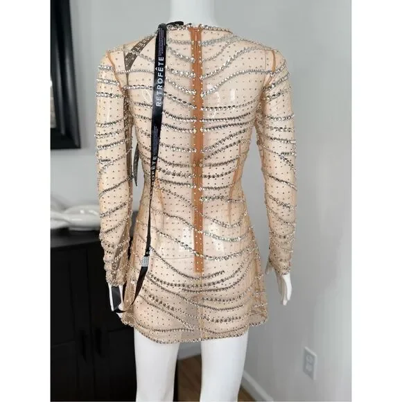 Retrofete Raes Sheer Embellished Long Sleeve Size Small - Picture 11 of 17